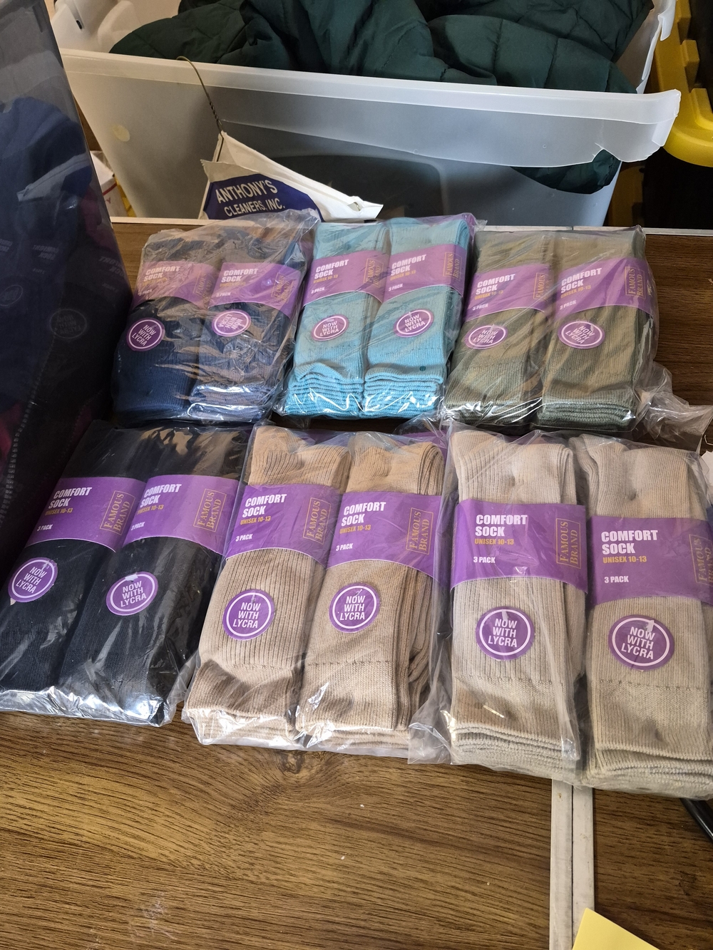 3-Pack — Women's Ribbed Crew Socks in Beige, Black, Navy, Teal, and Olive Bin 44